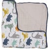 Cotton Muslin Big Kid Quilt, Dino Friends - Quilts - 3