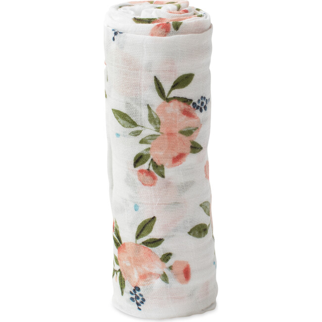 Cotton Muslin Swaddle Blanket , Watercolor Roses