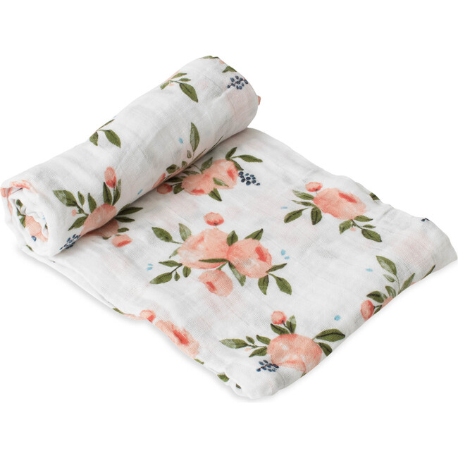 Cotton Muslin Swaddle Blanket , Watercolor Roses - Swaddles - 4