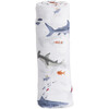 Cotton Muslin Swaddle Blanket , Shark - Swaddles - 1 - thumbnail