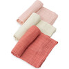 Cotton Muslin Swaddle Blanket 3 Pack, Rose Petal Set - Swaddles - 3 - thumbnail