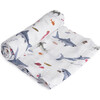 Cotton Muslin Swaddle Blanket , Shark - Swaddles - 3 - thumbnail