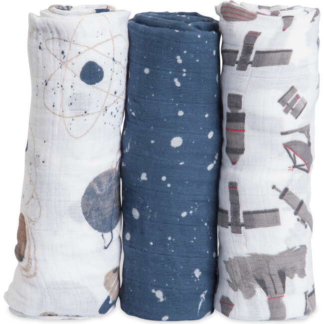 Cotton Muslin Swaddle Blanket 3 Pack, Ground Control Set