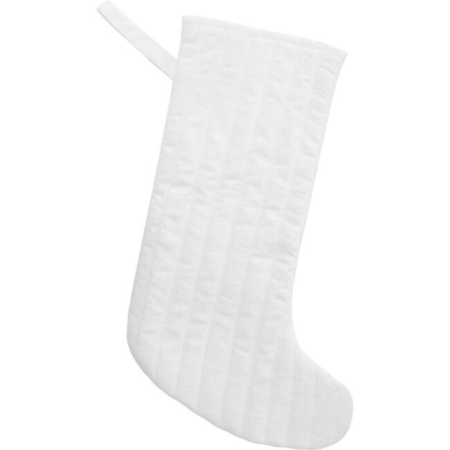 Quilted Linen Holiday Stocking, White - Stockings - 3