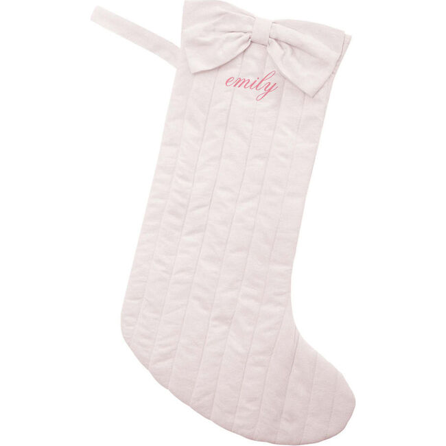 Quilted Linen Holiday Stocking, Pink