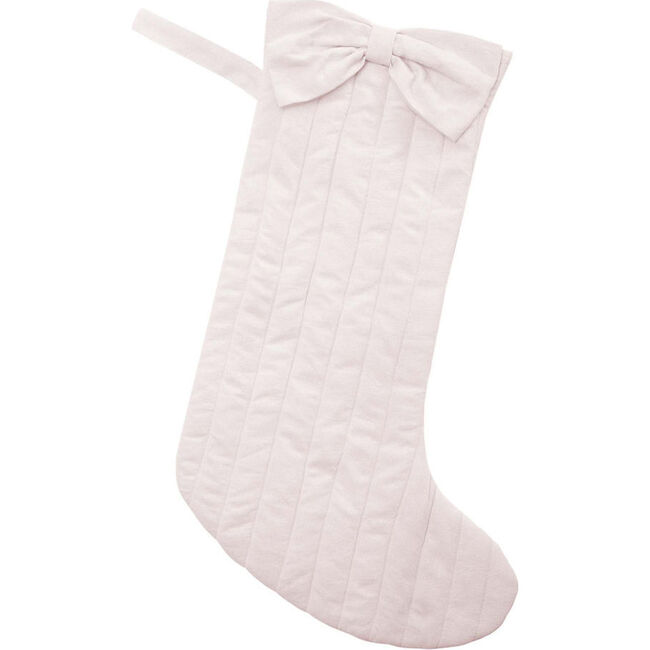 Quilted Linen Holiday Stocking, Pink - Stockings - 3