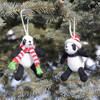 Set of 2 Holiday Panda Ornaments, White/Black - Ornaments - 2