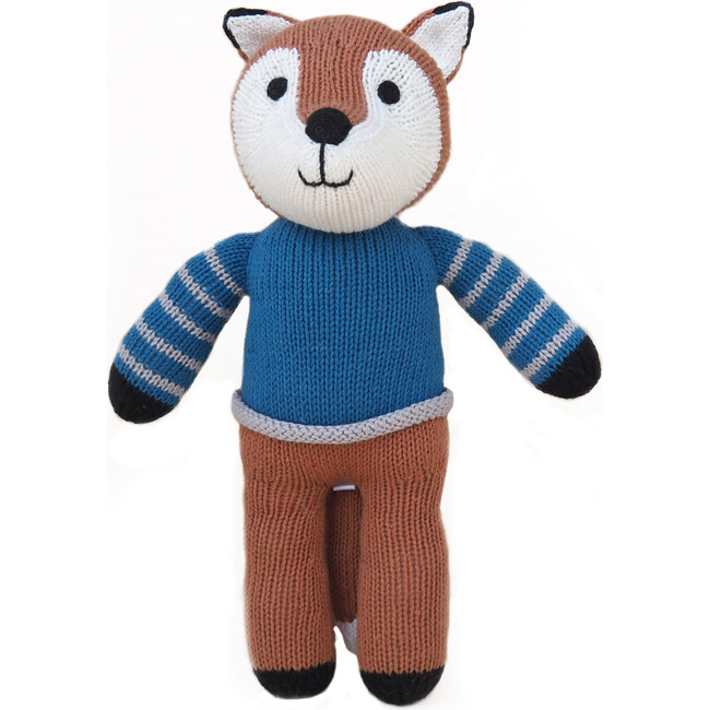 Plush Fox in Sweater, Blue