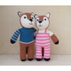 Plush Fox in Dungarees, Pink Stripe - Plush - 2