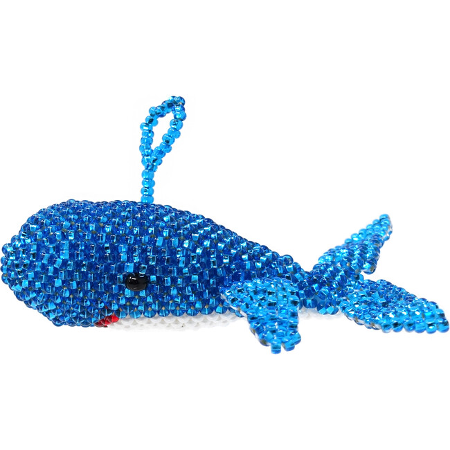 Beaded Whale Ornament, Blue