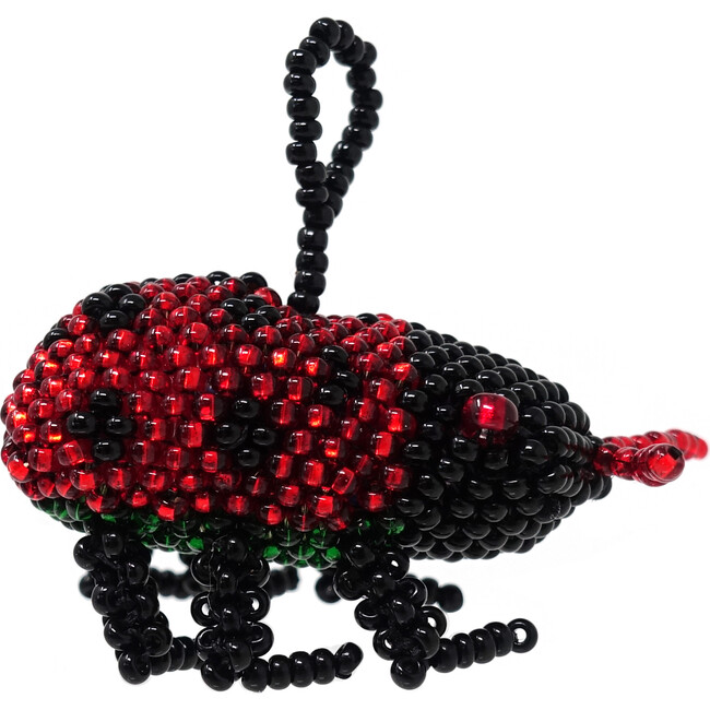 Beaded Ladybug Ornament, Red