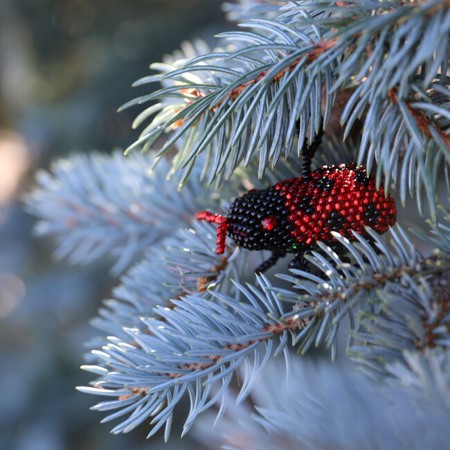 Beaded Ladybug Ornament, Red - Ornaments - 3