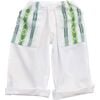 Patterned Oversized-Pocket Pant, Green & White - Pants - 1 - thumbnail