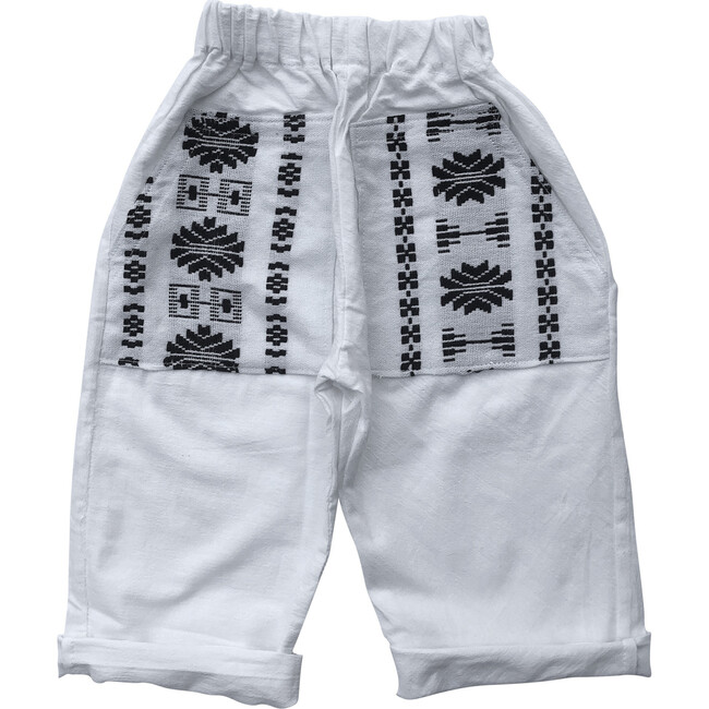Patterned Oversized-Pocket Pant, Black & White