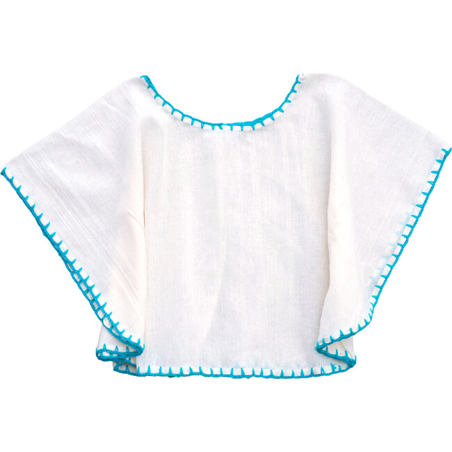 Butterfly Blouse, Natural & Blue Stitch