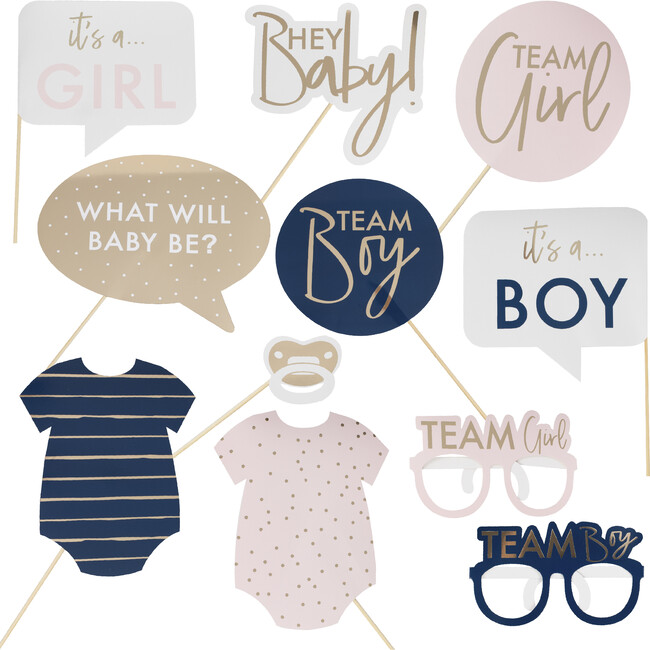 Customizable Gold Foiled Gender Reveal Photo Booth Props - Party - 1
