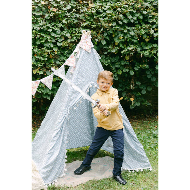 Savannah Play Tent, Blue Ditsy/White Pom