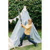 Savannah Play Tent, Blue Ditsy/White Pom - Play Tents - 4 - thumbnail