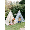 Savannah Play Tent, Blue Ditsy/White Pom - Play Tents - 6 - thumbnail