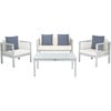 Alda Eucalyptus 4-Piece Outdoor Set, Grey/Navy Stripe - Outdoor Home - 1 - thumbnail