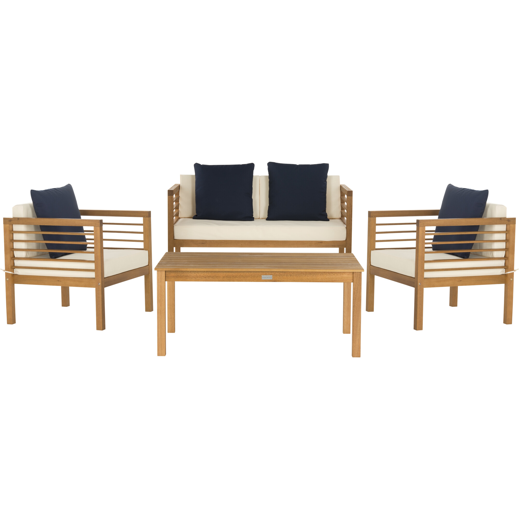 Alda Eucalyptus 4-Piece Outdoor Set, White/Navy - Outdoor Home - 1