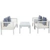 Alda Eucalyptus 4-Piece Outdoor Set, Grey/Navy Stripe - Outdoor Home - 2