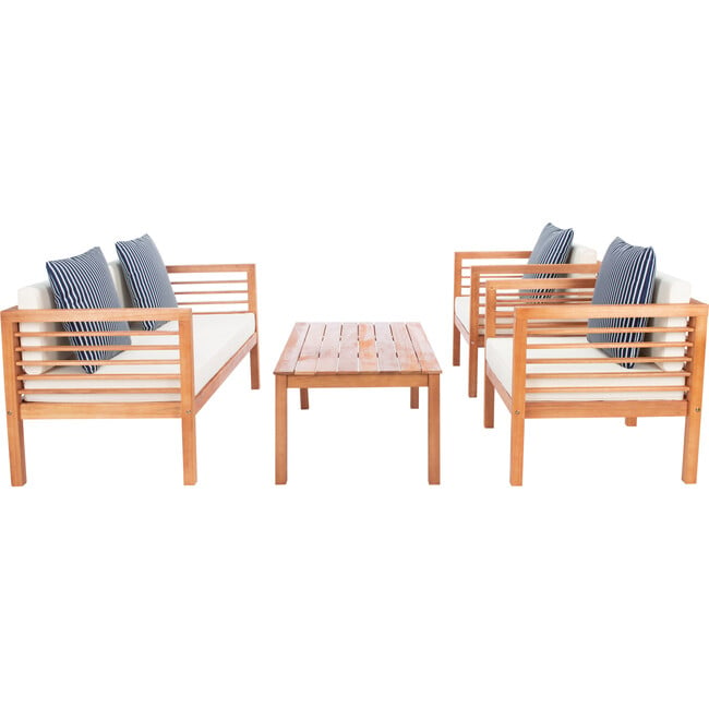 Alda Eucalyptus 4-Piece Outdoor Set, Natural/Navy Stripe - Outdoor Home - 7