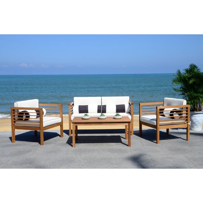 Alda Eucalyptus 4-Piece Outdoor Set, Natural/Colorblock - Outdoor Home - 5