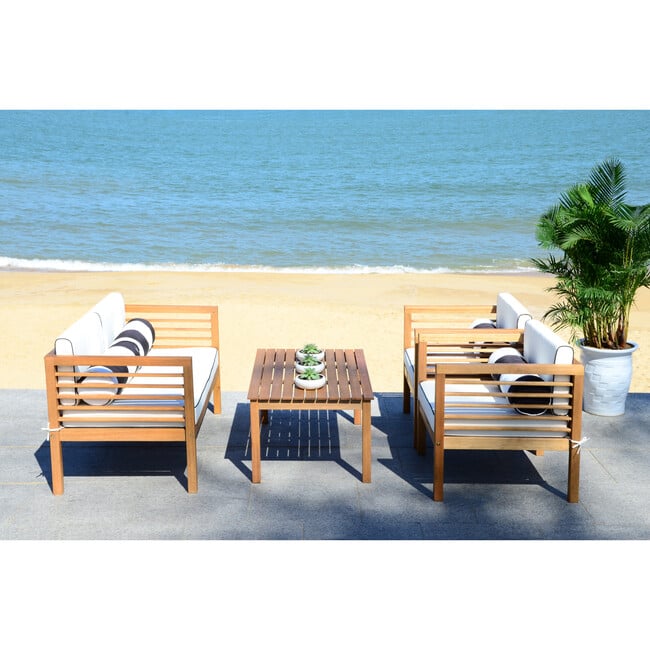 Alda Eucalyptus 4-Piece Outdoor Set, Natural/Colorblock - Outdoor Home - 7