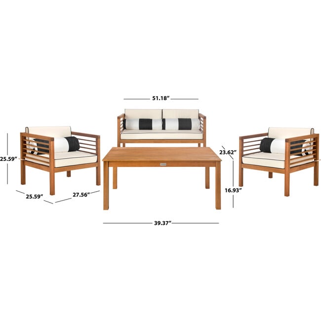 Alda Eucalyptus 4-Piece Outdoor Set, Natural/Colorblock - Outdoor Home - 8