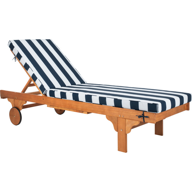 Newport Lounge Chair, Acacia/Navy Canopy Stripe