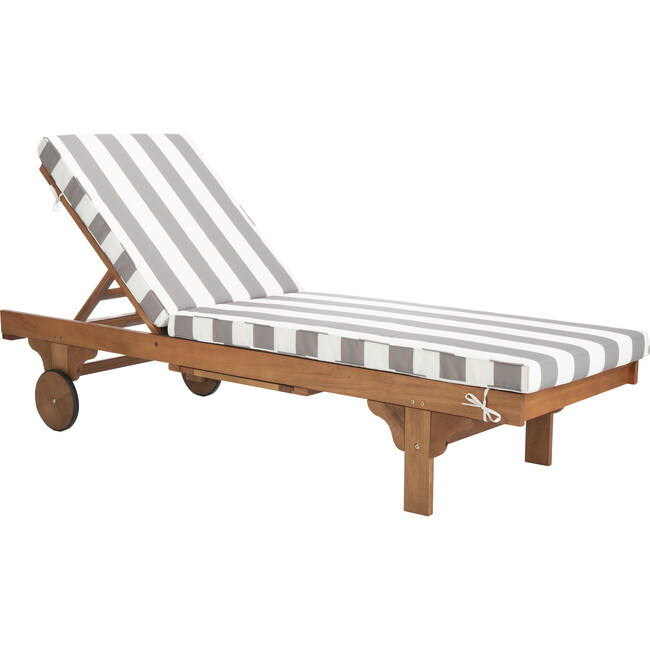 Newport Lounge Chair, Acacia/Grey Canopy Stripe