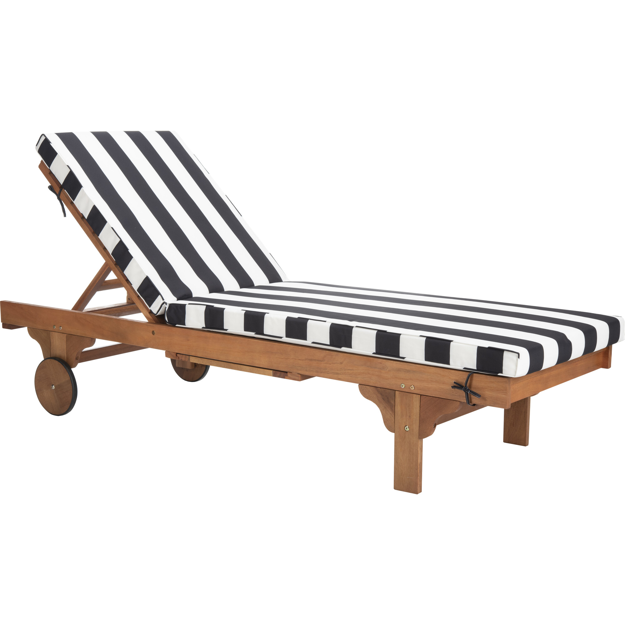 Newport Lounge Chair, Acacia/Black Canopy Stripe - Outdoor Home - 1