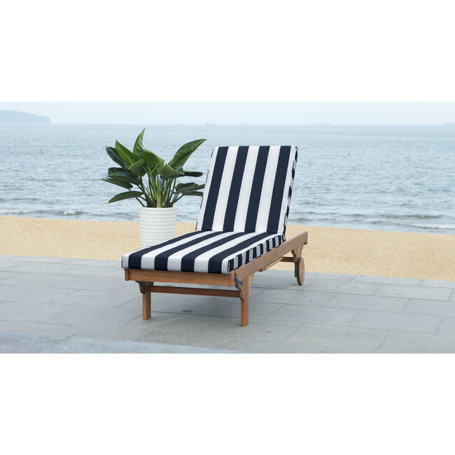 Newport Lounge Chair, Acacia/Navy Canopy Stripe - Outdoor Home - 2