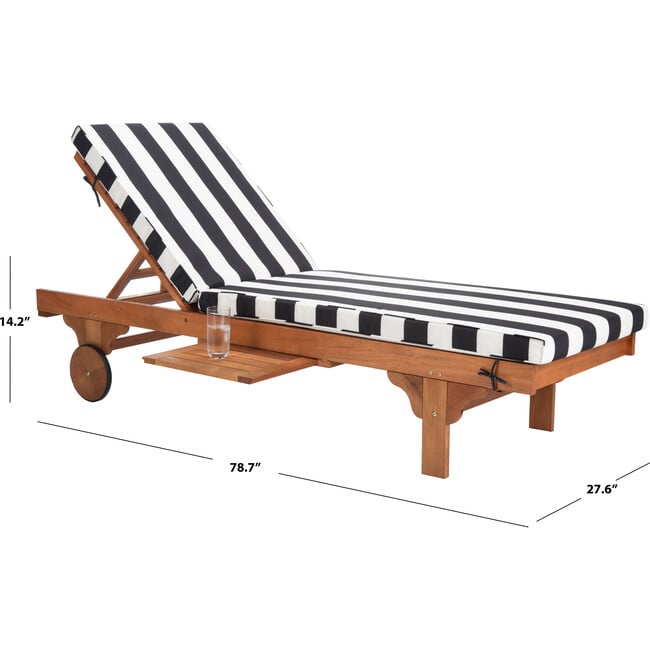 Newport Lounge Chair, Acacia/Black Canopy Stripe - Outdoor Home - 8