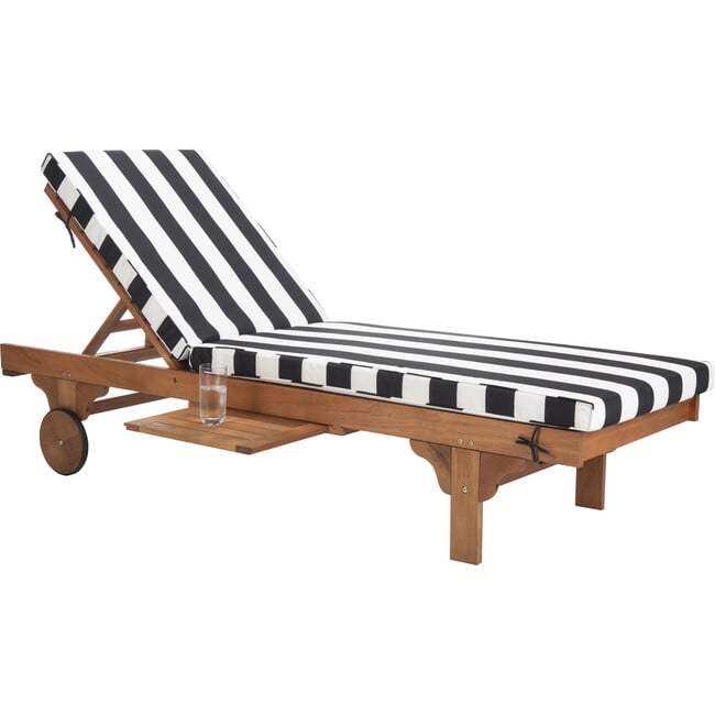 Newport Lounge Chair, Acacia/Black Canopy Stripe - Outdoor Home - 9