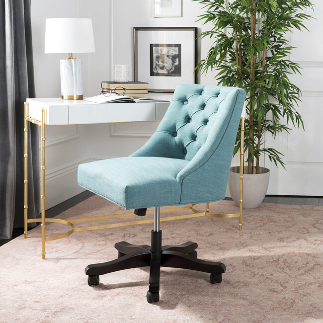 Soho Tufted Swivel Desk Chair, Light Blue