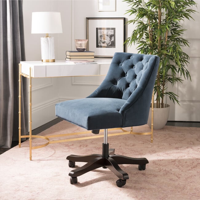 Soho Tufted Swivel Desk Chair, Navy - Desk Chairs - 2