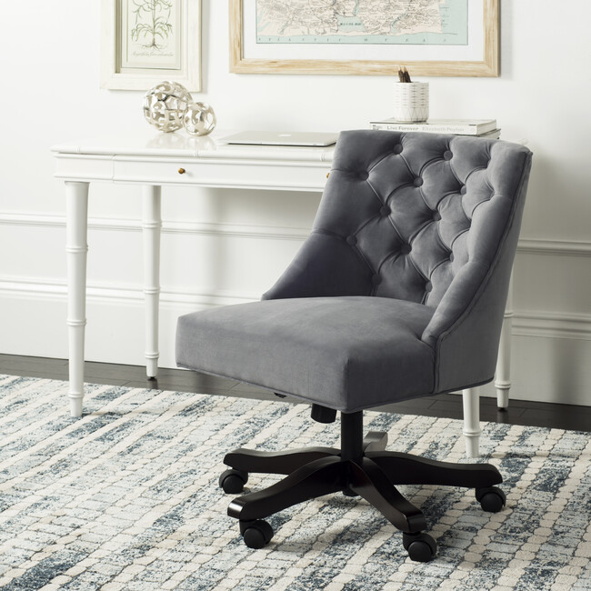 Soho Tufted Swivel Desk Chair, Grey