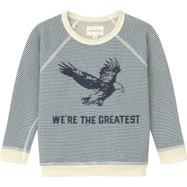 The Little College Sweatshirt., Salt Water Stripe with Eagle Graphic