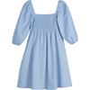 Women's Celine Smocked Dress, Dusty Blue - Dresses - 1 - thumbnail