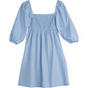 Women's Celine Smocked Dress, Dusty Blue - Dresses - 3
