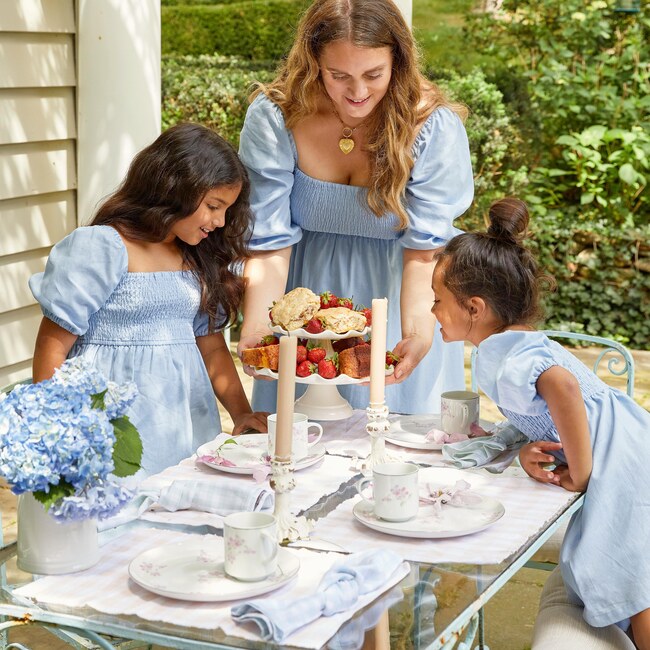Women's Celine Smocked Dress, Dusty Blue - Dresses - 4