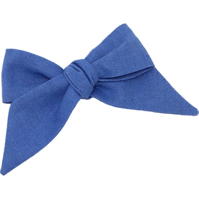 Tied Bow, Periwinkle Linen - Hair Accessories - 1