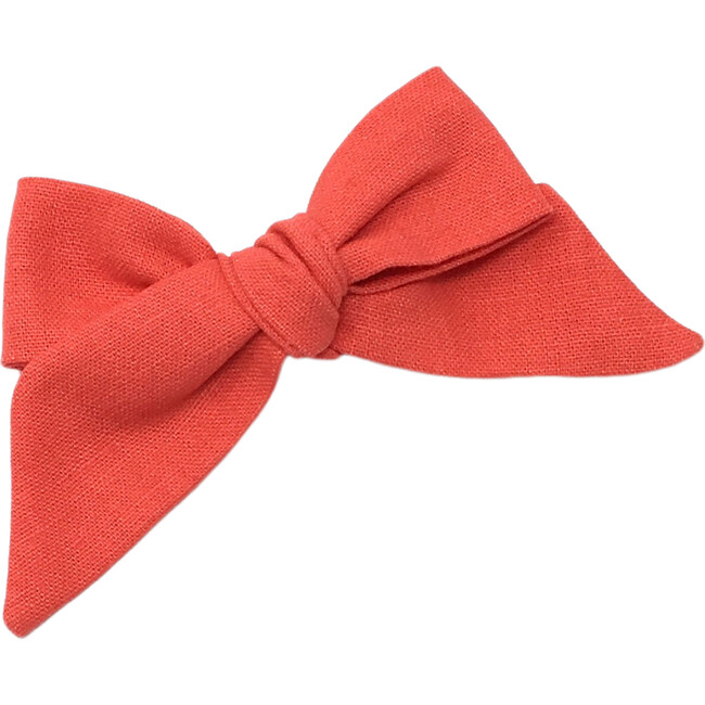 Tied Bow, Grapefruit Linen - Hair Accessories - 1