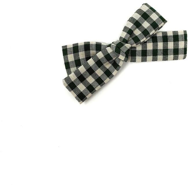 Skinny Ribbon Bow, Green Check - Bows - 1