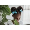 Set of 2 Embroidered Ribbon Pigtail Bows, Blue - Bows - 2