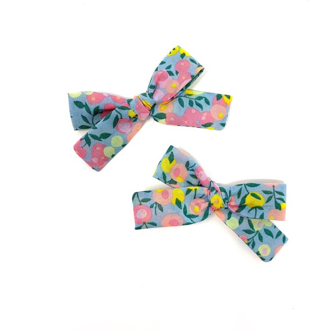 Skinny Ribbon Pigtail Bows, Liberty Spring Buds - Hair Accessories - 1