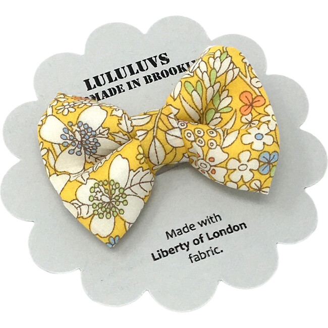 Mini Bow, Liberty of London Yellow Floral - Hair Accessories - 1