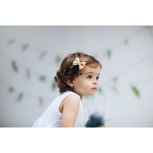 Mini Bow, Liberty of London Yellow Floral - Hair Accessories - 2